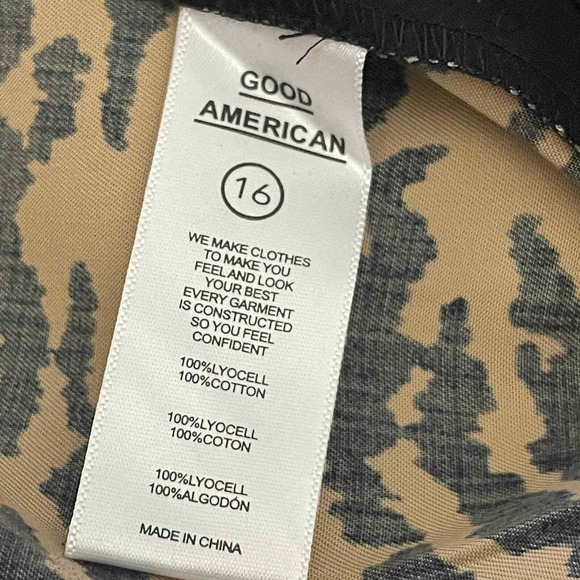 New Good American Leopard Shorts Womens 16 High Rise Tan Tiger Animal - Picture 10 of 11